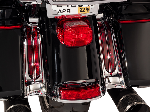 Ciro Filler Panel Lights for 14up Ultra and Road King with all RED LEDs and Red Lenses in CHROME